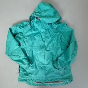 Cabela's 4MOST DRY-PLUS Hooded Jacket Teal Aqua Fleece Lined L Reg